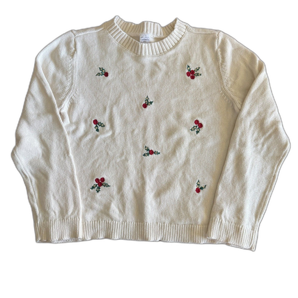 Carter's Ivory Holly Holiday Sweater Girls' 10